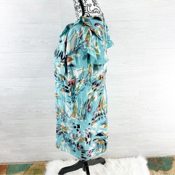 Tibi Alea Splatter Floral Ruffle Silk Midi Dress - Picture 9 of 10